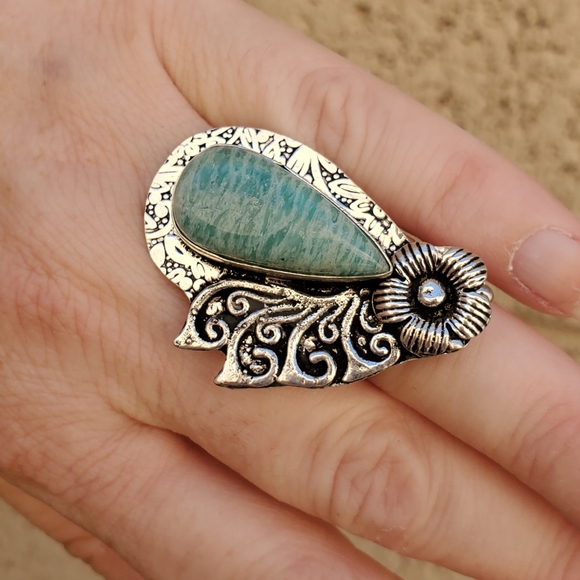 New Amazonite 925 Silver Ring. - Picture 2 of 16